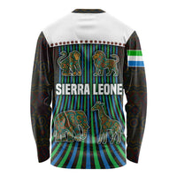 Sierra Leone Long Sleeve Shirt with Tribal Animal Pattern Featuring Lion Elephant Giraffe and Monkey