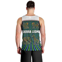 Sierra Leone Men Tank Top with Tribal Animal Pattern Featuring Lion Elephant Giraffe and Monkey