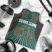 Sierra Leone Men Tank Top with Tribal Animal Pattern Featuring Lion Elephant Giraffe and Monkey