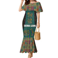 Sierra Leone Mermaid Dress with Tribal Animal Pattern Featuring Lion Elephant Giraffe and Monkey