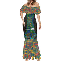 Sierra Leone Mermaid Dress with Tribal Animal Pattern Featuring Lion Elephant Giraffe and Monkey
