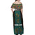 Sierra Leone Off Shoulder Maxi Dress with Tribal Animal Pattern Featuring Lion Elephant Giraffe and Monkey