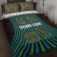 Sierra Leone Quilt Bed Set with Tribal Animal Pattern Featuring Lion Elephant Giraffe and Monkey