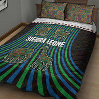Sierra Leone Quilt Bed Set with Tribal Animal Pattern Featuring Lion Elephant Giraffe and Monkey