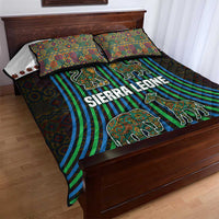 Sierra Leone Quilt Bed Set with Tribal Animal Pattern Featuring Lion Elephant Giraffe and Monkey