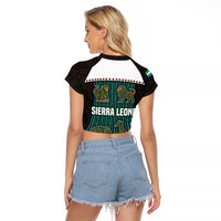 Sierra Leone Raglan Cropped T Shirt with Tribal Animal Pattern Featuring Lion Elephant Giraffe and Monkey