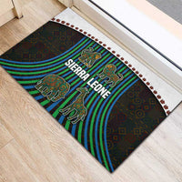 Sierra Leone Rubber Doormat with Tribal Animal Pattern Featuring Lion Elephant Giraffe and Monkey