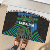 Sierra Leone Rubber Doormat with Tribal Animal Pattern Featuring Lion Elephant Giraffe and Monkey