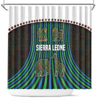 Sierra Leone Shower Curtain with Tribal Animal Pattern Featuring Lion Elephant Giraffe and Monkey