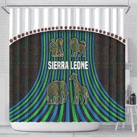 Sierra Leone Shower Curtain with Tribal Animal Pattern Featuring Lion Elephant Giraffe and Monkey