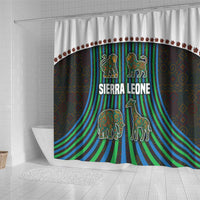 Sierra Leone Shower Curtain with Tribal Animal Pattern Featuring Lion Elephant Giraffe and Monkey