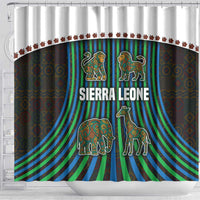 Sierra Leone Shower Curtain with Tribal Animal Pattern Featuring Lion Elephant Giraffe and Monkey