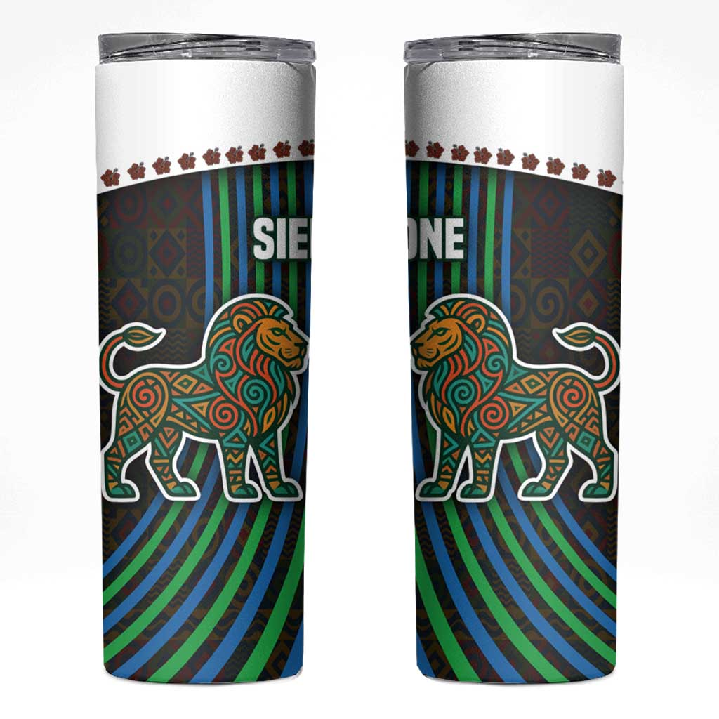 Sierra Leone Skinny Tumbler with Tribal Animal Pattern Featuring Lion Elephant Giraffe and Monkey