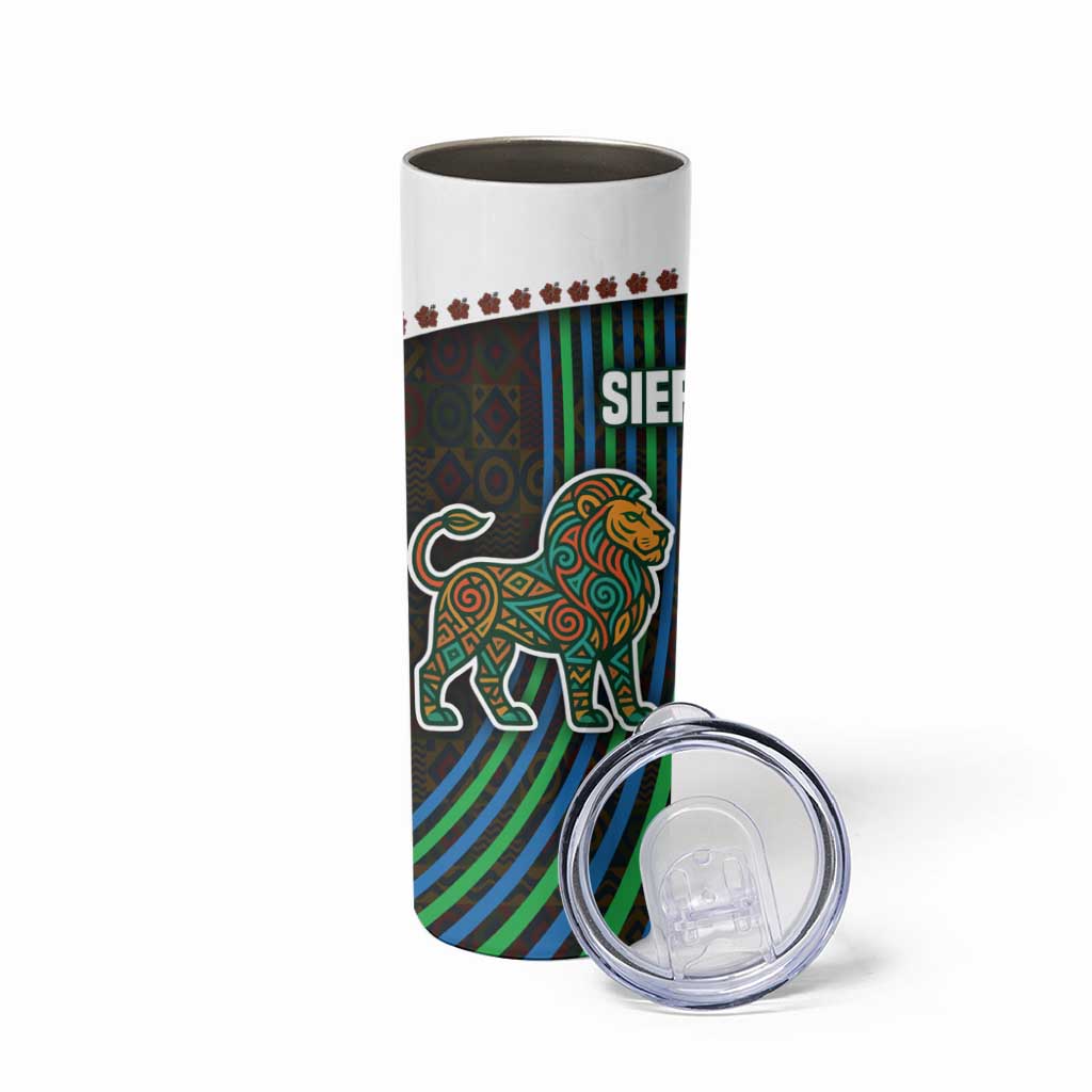 Sierra Leone Skinny Tumbler with Tribal Animal Pattern Featuring Lion Elephant Giraffe and Monkey