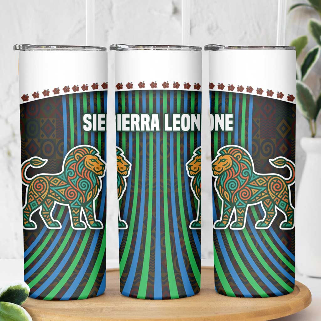 Sierra Leone Skinny Tumbler with Tribal Animal Pattern Featuring Lion Elephant Giraffe and Monkey