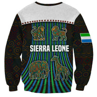 Sierra Leone Sweatshirt with Tribal Animal Pattern Featuring Lion Elephant Giraffe and Monkey