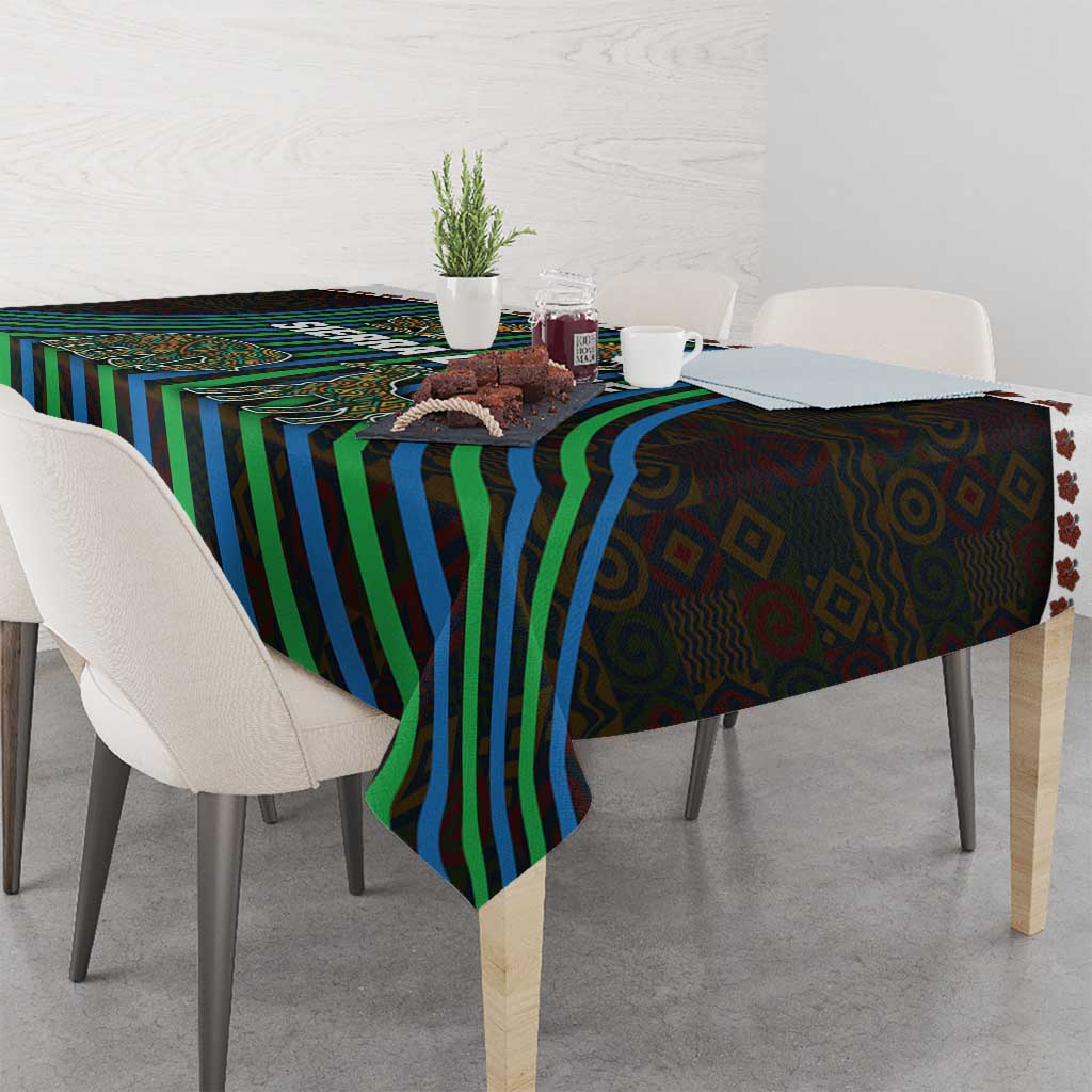Sierra Leone Tablecloth with Tribal Animal Pattern Featuring Lion Elephant Giraffe and Monkey