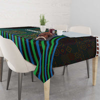 Sierra Leone Tablecloth with Tribal Animal Pattern Featuring Lion Elephant Giraffe and Monkey