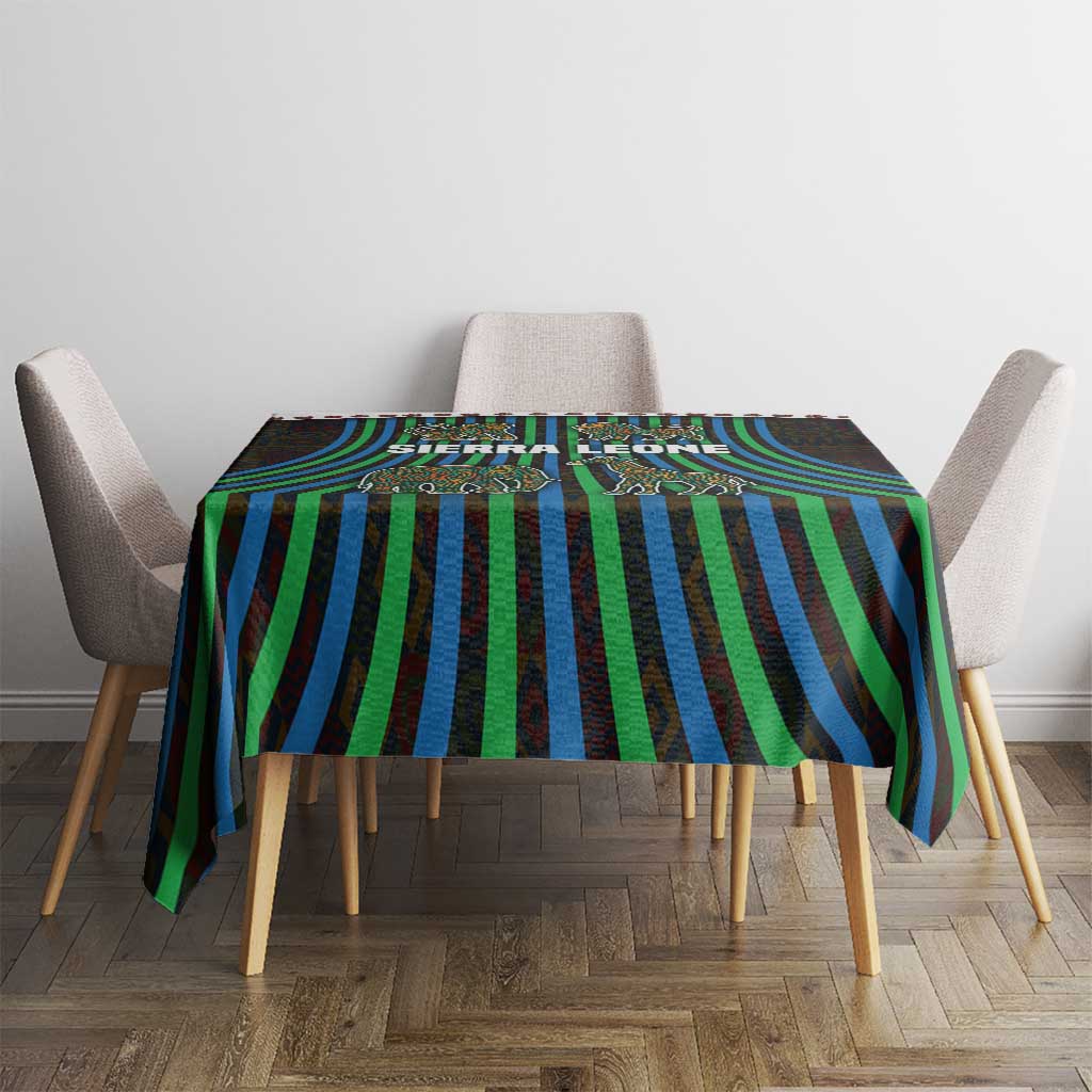 Sierra Leone Tablecloth with Tribal Animal Pattern Featuring Lion Elephant Giraffe and Monkey