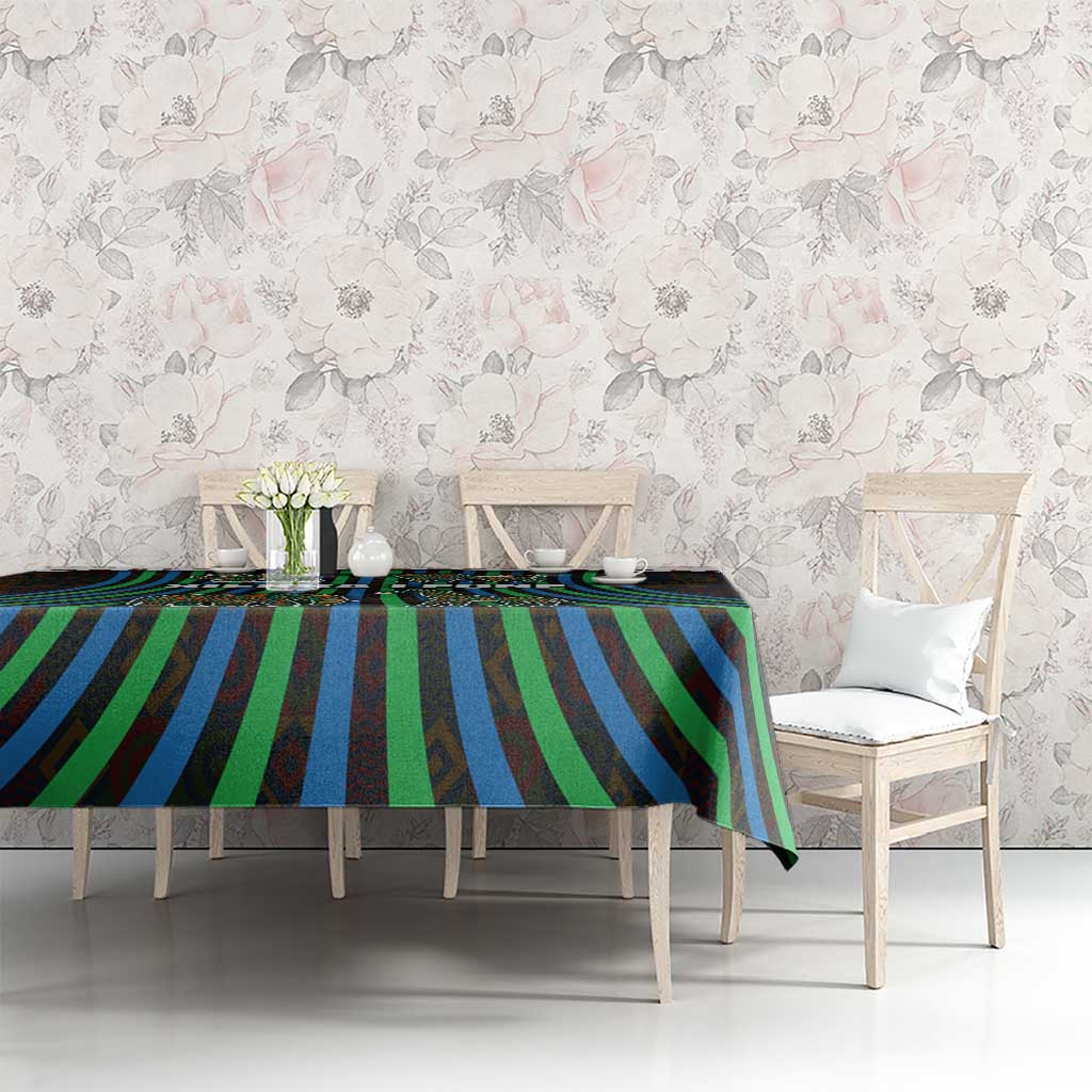 Sierra Leone Tablecloth with Tribal Animal Pattern Featuring Lion Elephant Giraffe and Monkey