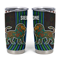 Sierra Leone Tumbler Cup with Tribal Animal Pattern Featuring Lion Elephant Giraffe and Monkey