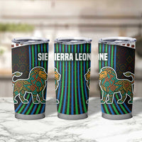 Sierra Leone Tumbler Cup with Tribal Animal Pattern Featuring Lion Elephant Giraffe and Monkey