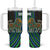 Sierra Leone Tumbler With Handle with Tribal Animal Pattern Featuring Lion Elephant Giraffe and Monkey
