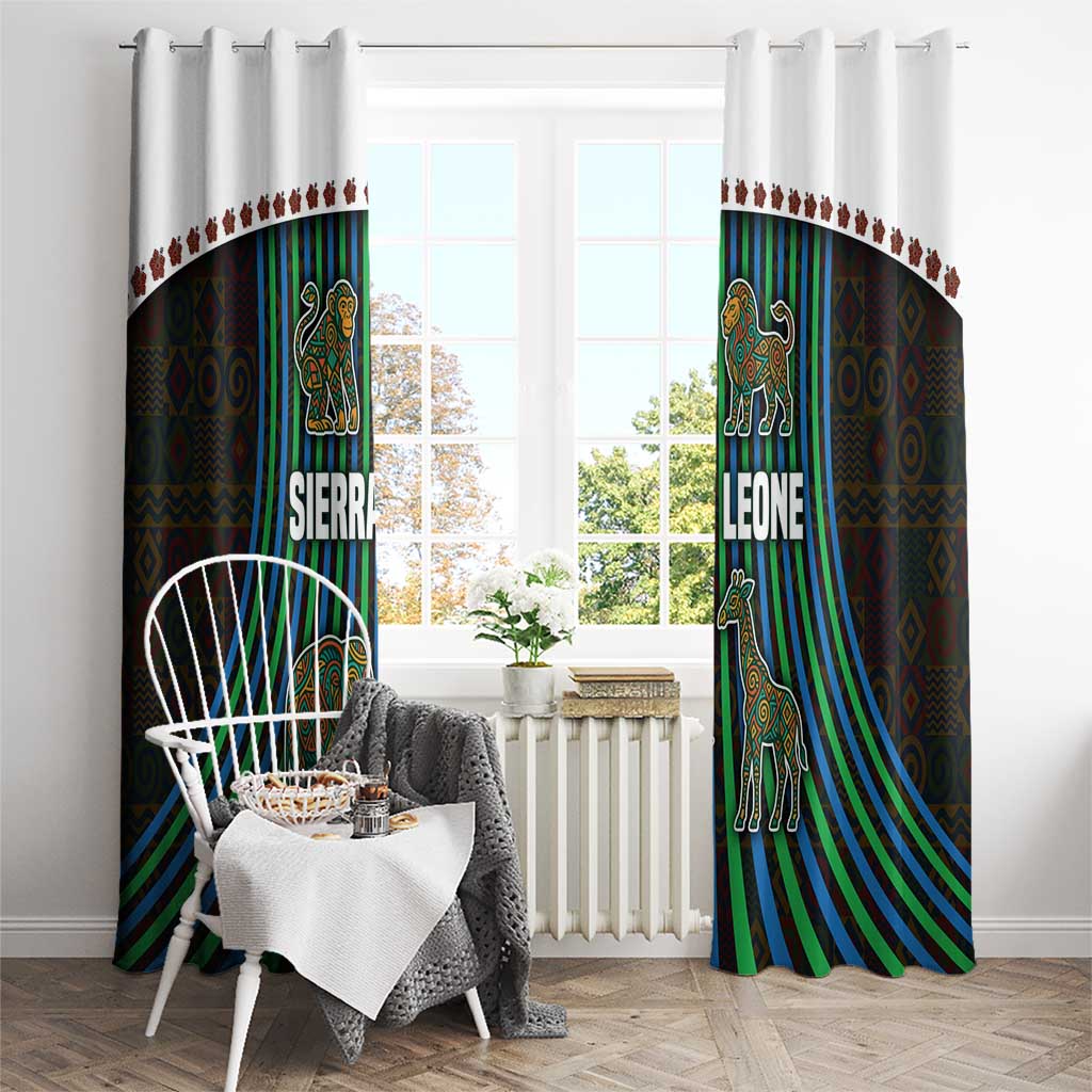 Sierra Leone Window Curtain with Tribal Animal Pattern Featuring Lion Elephant Giraffe and Monkey