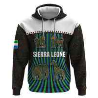 Sierra Leone Zip Hoodie with Tribal Animal Pattern Featuring Lion Elephant Giraffe and Monkey