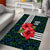 Sierra Leone Area Rug with Red Hibiscus Floral Design and Tribal Swirl Pattern