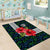 Sierra Leone Area Rug with Red Hibiscus Floral Design and Tribal Swirl Pattern
