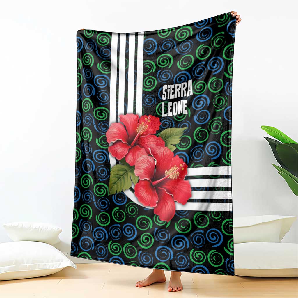 Sierra Leone Blanket with Red Hibiscus Floral Design and Tribal Swirl Pattern