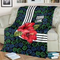 Sierra Leone Blanket with Red Hibiscus Floral Design and Tribal Swirl Pattern