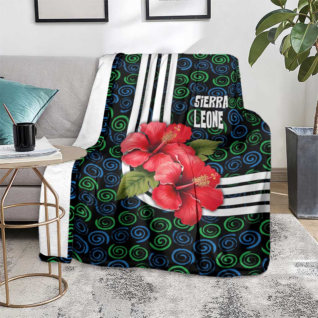 Sierra Leone Blanket with Red Hibiscus Floral Design and Tribal Swirl Pattern