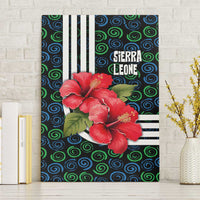 Sierra Leone Canvas Wall Art with Red Hibiscus Floral Design and Tribal Swirl Pattern