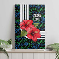 Sierra Leone Canvas Wall Art with Red Hibiscus Floral Design and Tribal Swirl Pattern