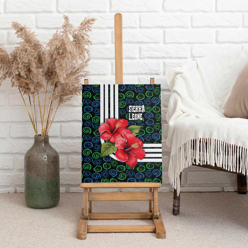 Sierra Leone Canvas Wall Art with Red Hibiscus Floral Design and Tribal Swirl Pattern
