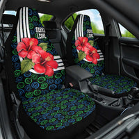 Sierra Leone Car Seat Cover with Red Hibiscus Floral Design and Tribal Swirl Pattern