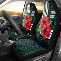 Sierra Leone Car Seat Cover with Red Hibiscus Floral Design and Tribal Swirl Pattern