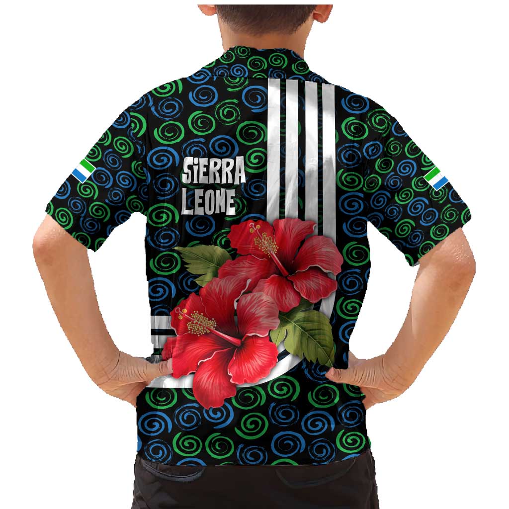 Sierra Leone Family Matching Mermaid Dress and Hawaiian Shirt with Red Hibiscus Floral Design and Tribal Swirl Pattern