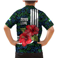 Sierra Leone Family Matching Mermaid Dress and Hawaiian Shirt with Red Hibiscus Floral Design and Tribal Swirl Pattern