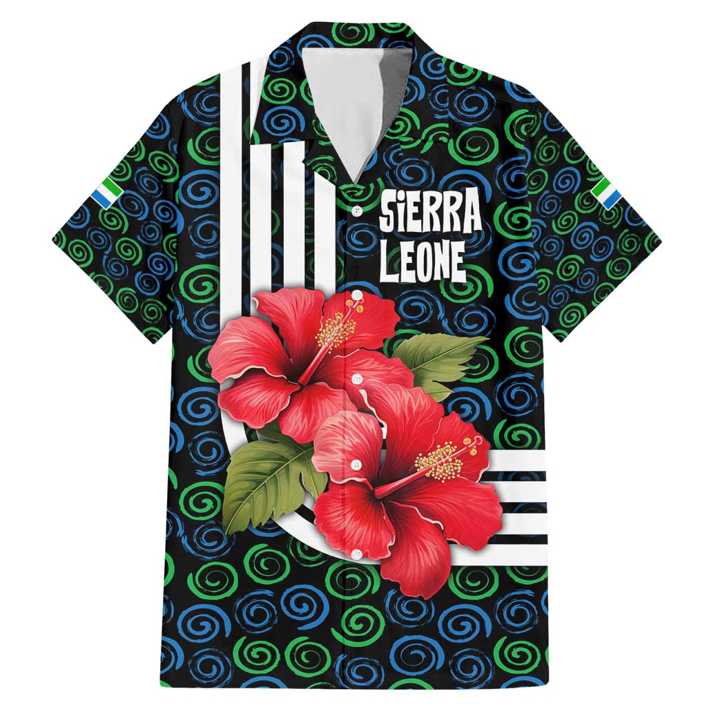 Sierra Leone Family Matching Mermaid Dress and Hawaiian Shirt with Red Hibiscus Floral Design and Tribal Swirl Pattern