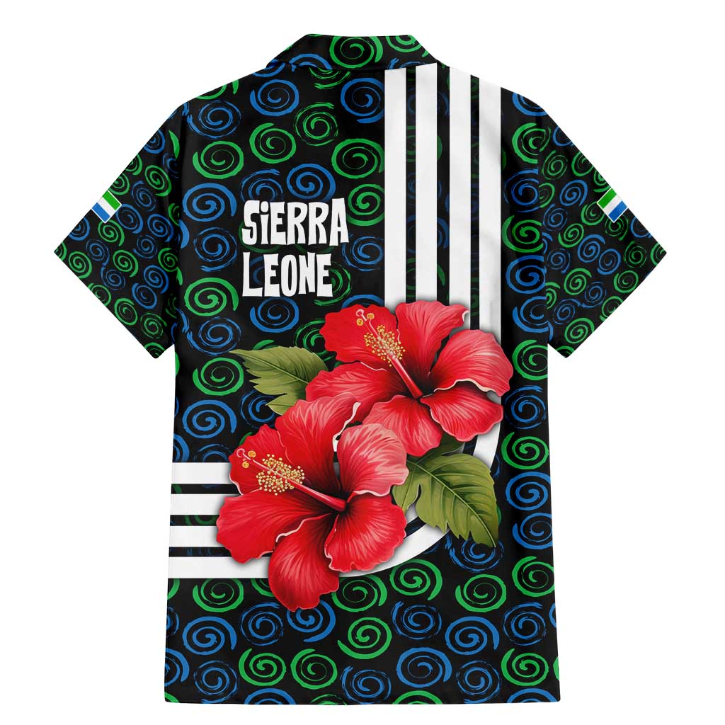 Sierra Leone Family Matching Mermaid Dress and Hawaiian Shirt with Red Hibiscus Floral Design and Tribal Swirl Pattern