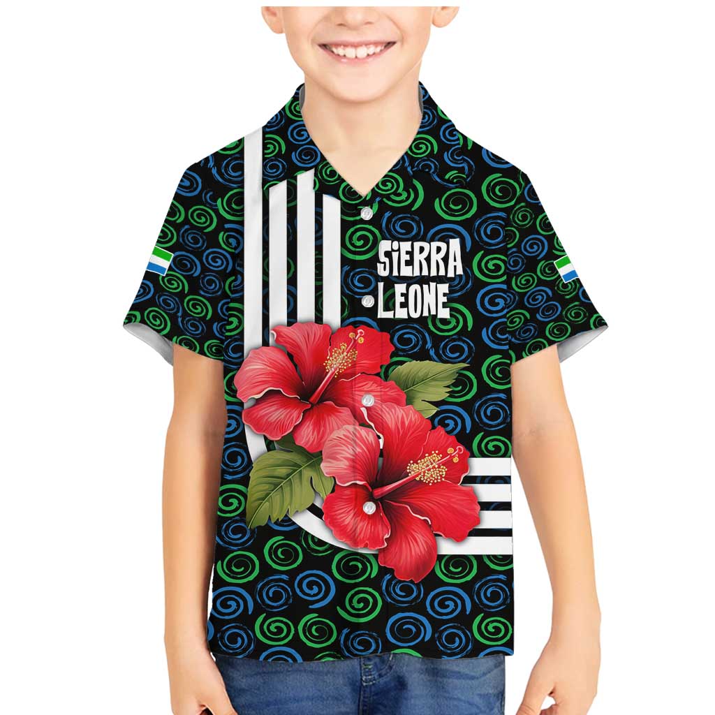 Sierra Leone Family Matching Mermaid Dress and Hawaiian Shirt with Red Hibiscus Floral Design and Tribal Swirl Pattern