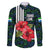 Sierra Leone Family Matching Off The Shoulder Long Sleeve Dress and Hawaiian Shirt with Red Hibiscus Floral Design and Tribal Swirl Pattern