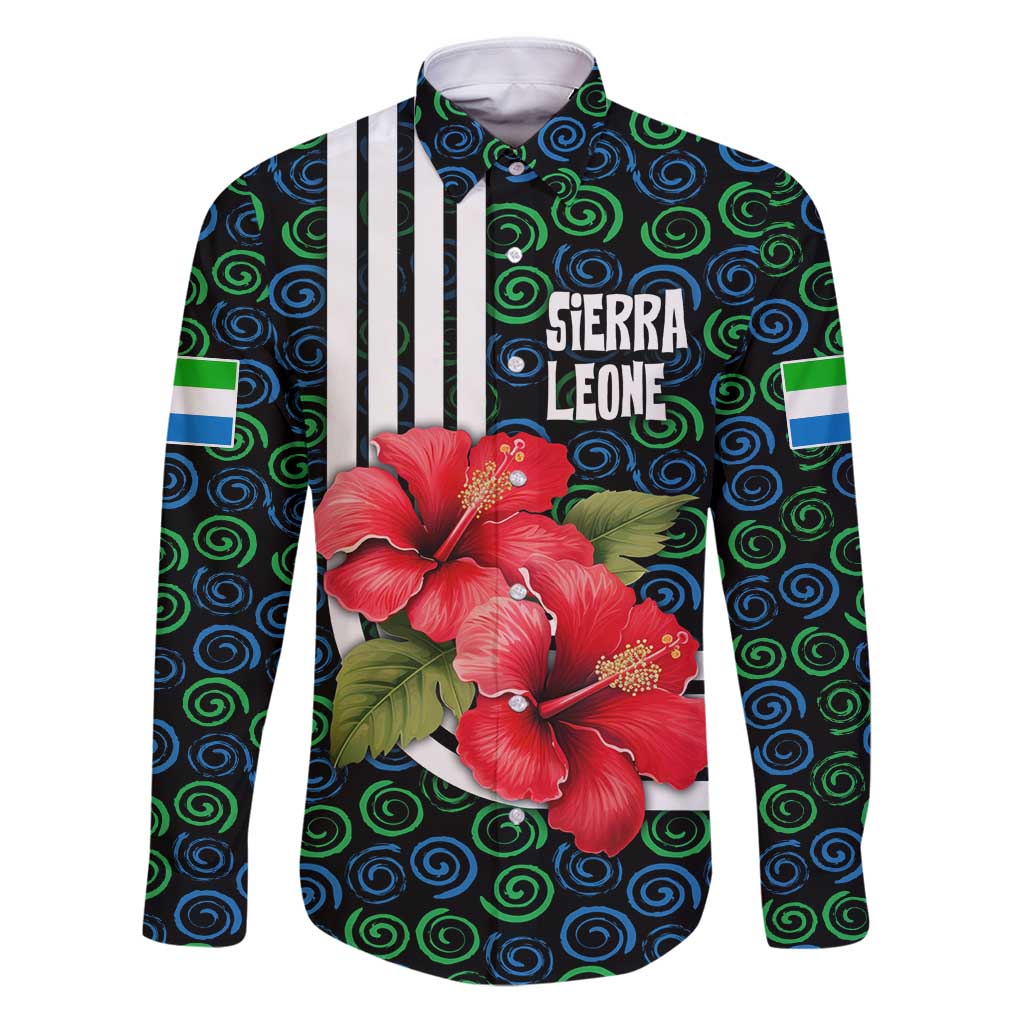 Sierra Leone Family Matching Puletasi and Hawaiian Shirt with Red Hibiscus Floral Design and Tribal Swirl Pattern