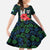 Sierra Leone Family Matching Summer Maxi Dress and Hawaiian Shirt with Red Hibiscus Floral Design and Tribal Swirl Pattern