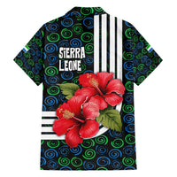 Sierra Leone Family Matching Tank Maxi Dress and Hawaiian Shirt with Red Hibiscus Floral Design and Tribal Swirl Pattern
