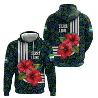 Sierra Leone Hoodie with Red Hibiscus Floral Design and Tribal Swirl Pattern