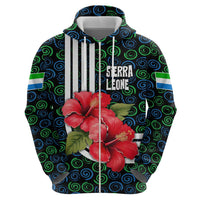 Sierra Leone Hoodie with Red Hibiscus Floral Design and Tribal Swirl Pattern